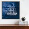 Sailing Ships V Indigo by Wild Apple Portfolio 16-in. W x 16-in. H. Canvas Wall Art Print Framed in Grey